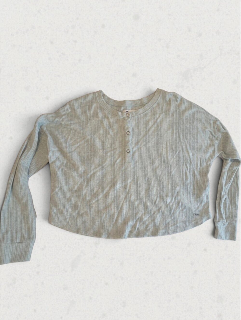 Hollister Ribbed Henley Cropped Long Sleeve Medium